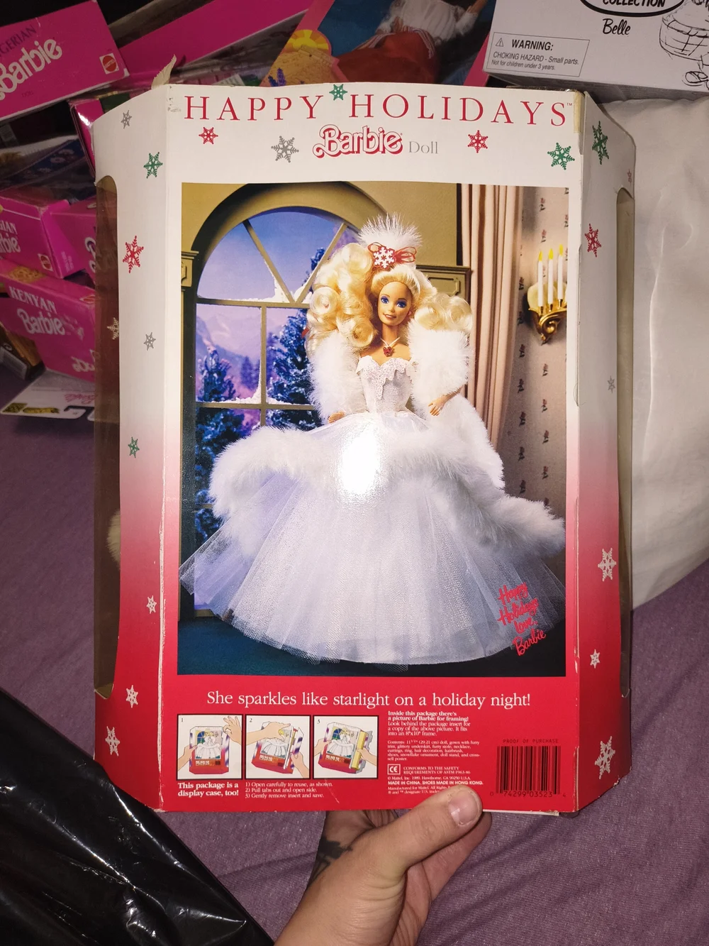 Barbie Happy Holidays 1989 Special Edition Blonde Doll in White Gown